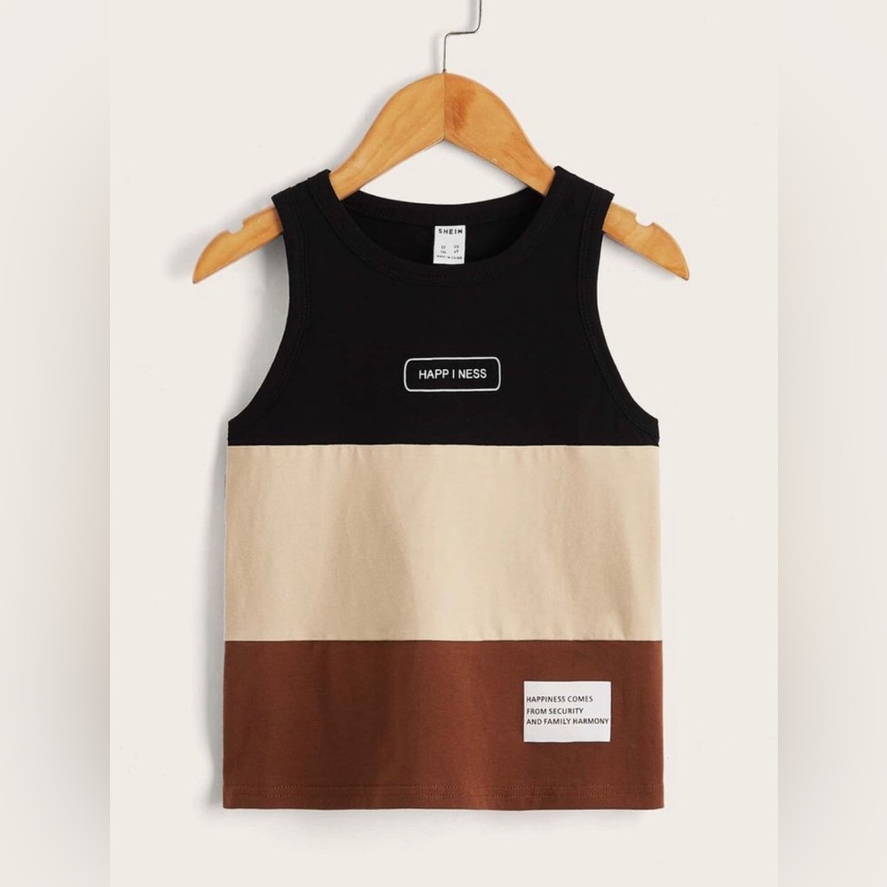 SHEIN Black Cream Brown Colorblock Tank Top